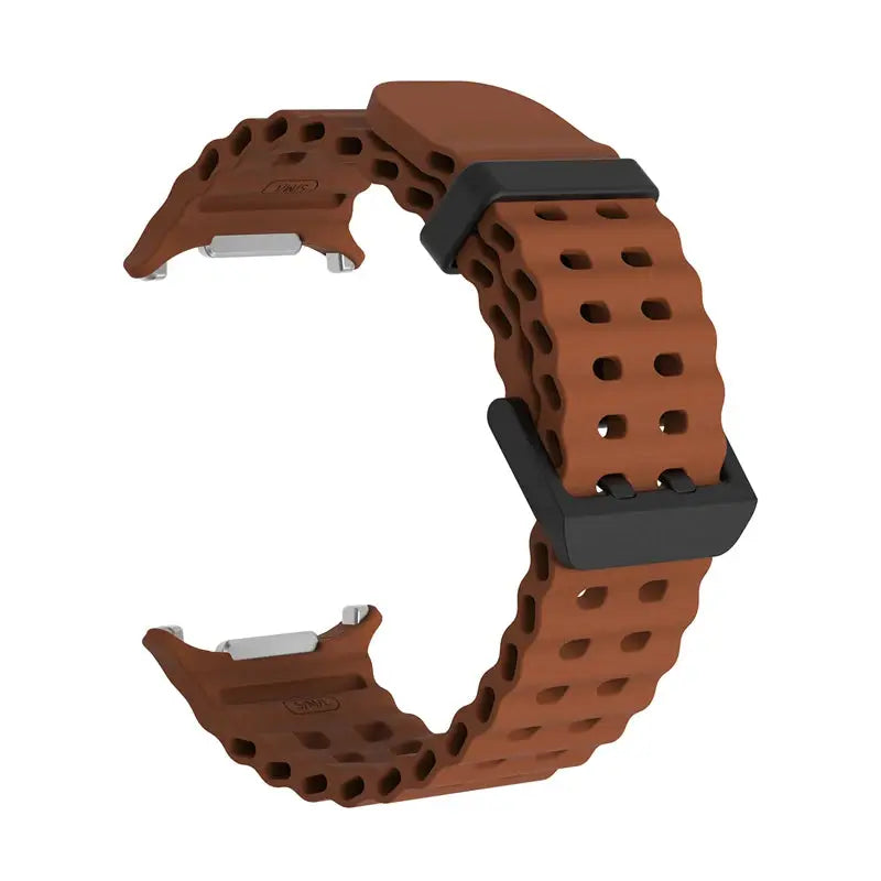 Marine Band silicone strap for Samsung Galaxy Watch Ultra2 47mm, brown perforated sport band