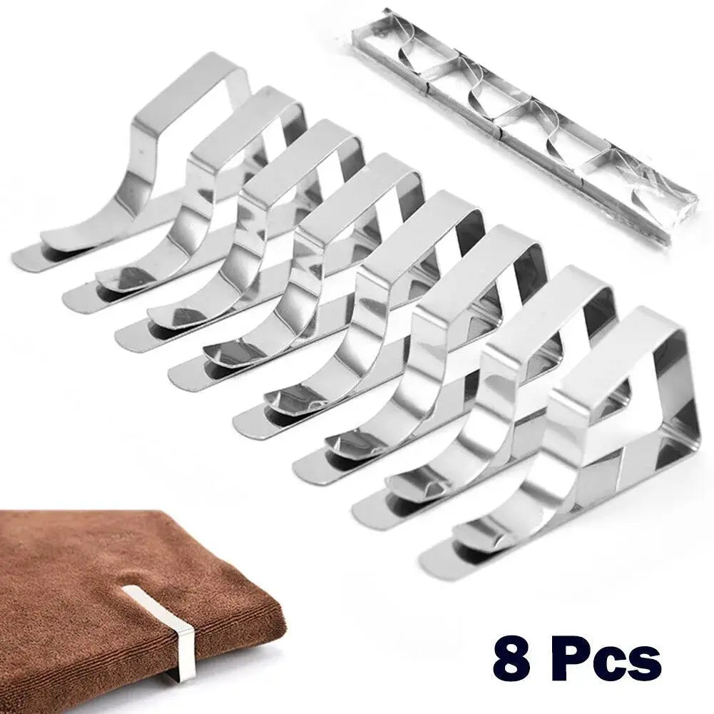 ClipEase 8 Pcs Stainless Steel Table Cloth Clips Keep Table Covers Secure On Windy Days