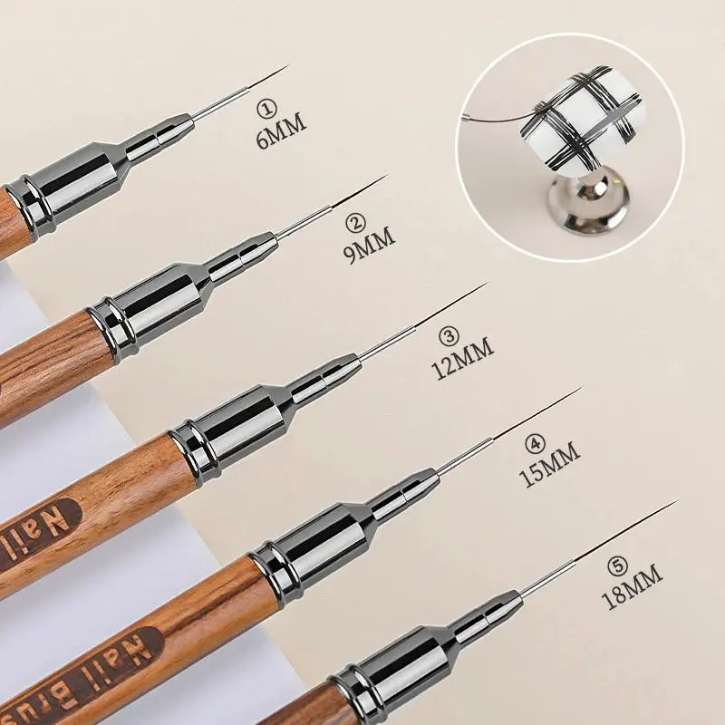 ProNail Craft Wood Handle UV Gel Nail Art Liner Brush for Precision Lines Stripes Flowers and Details