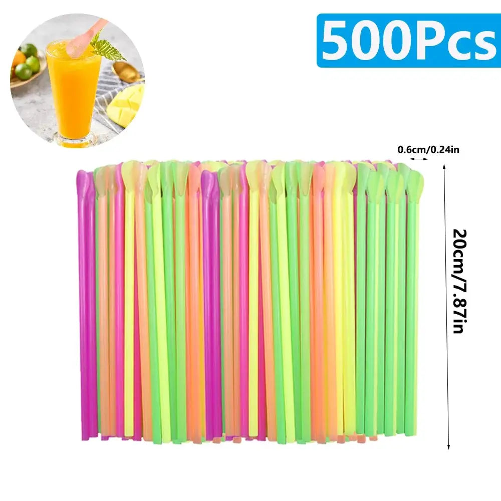 Color Spoon Straws Bulk 50 to 2000 Pcs for Milkshakes Smoothies Drinks Party Bar Supplies Wholesale