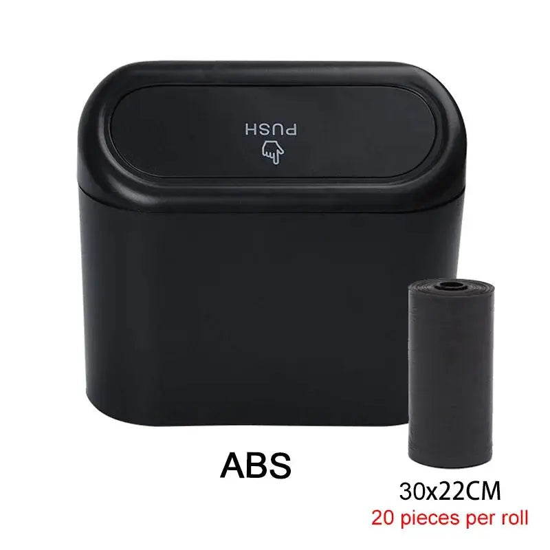 SUITU Car Trash Can With Lid Leakproof Compact ABS Car Trash Bin Includes 60 Bags And 300 Replacement Bags