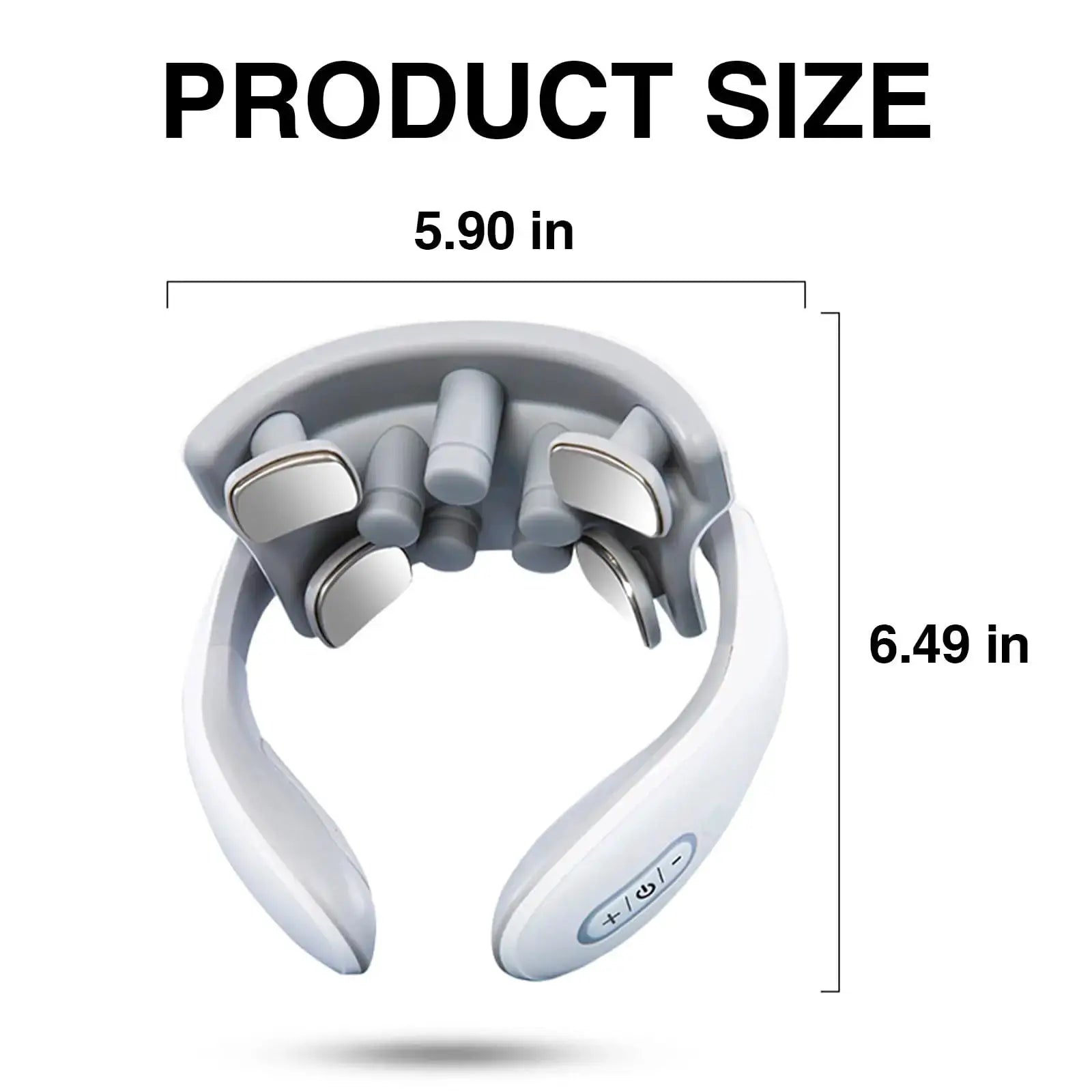 Vibration neck massager with low-frequency pulse, white and gray, rechargeable