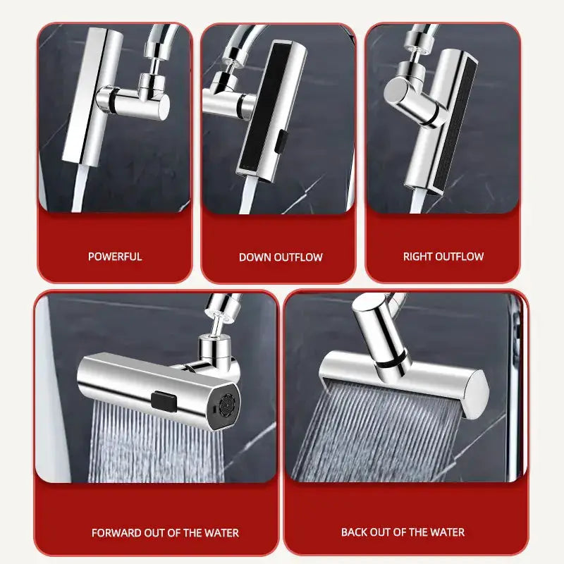 Three-mode universal kitchen faucet spray nozzle by Simples Market in chrome with swivel joint