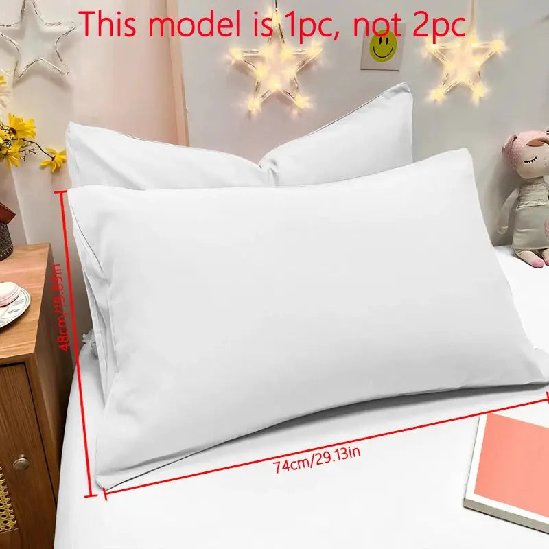 Pillowcase by Simples Market, white matte color, 74x48 cm, soft bedroom bedding cover