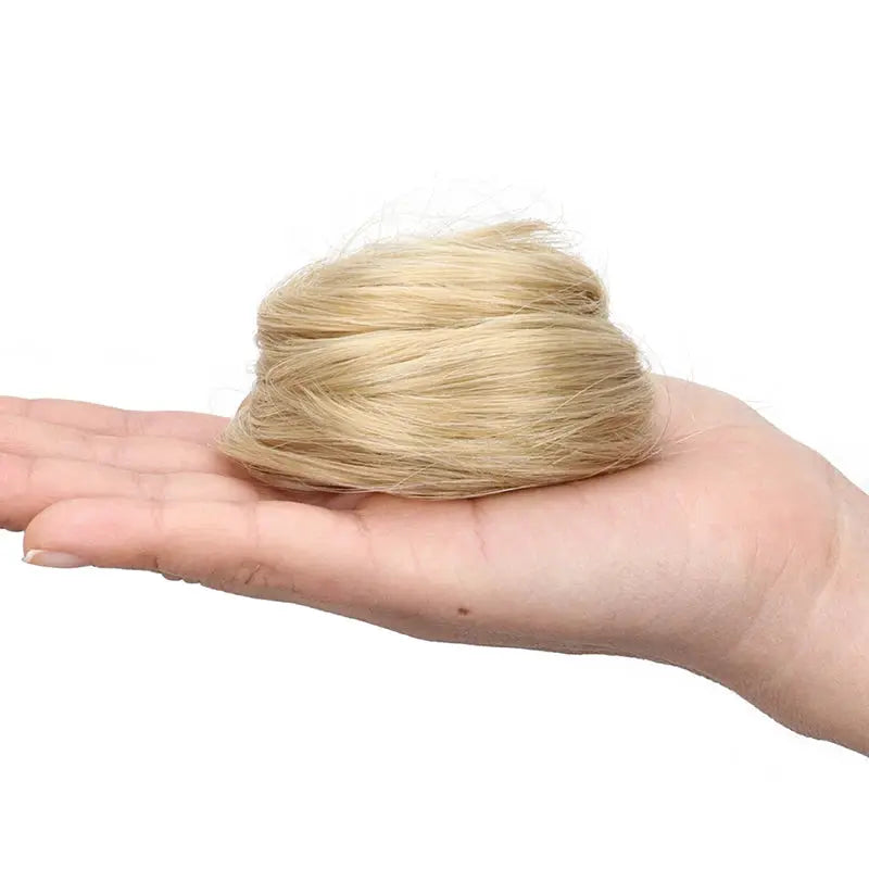 WIGSIN synthetic messy donut bun hair extension in blonde with elastic band for women's updo