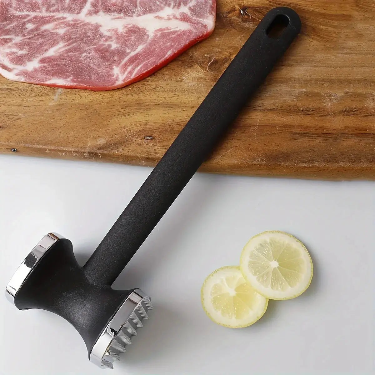 Heavy Duty Kitchen Meat Tenderizer Hammer With Rubber Grip Stainless Steel Head For Effortless Pounding And Tenderizing