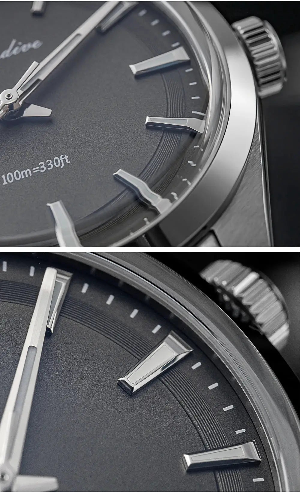 Addiesdive 36mm AD2066 men's watch with BGW9 luminous bubble glass, stainless steel case, 100m water resistant