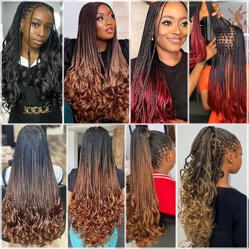 French Curls 24in synthetic braiding hair extensions by Simples Market in 8 styles (black, brown, red ombre).