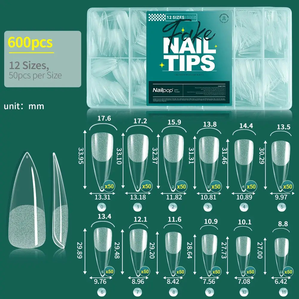 NailPop Soft Gel Nail Tips 600 Pcs Full Cover Coffin Almond Oval Shapes For Salon Quality At Home