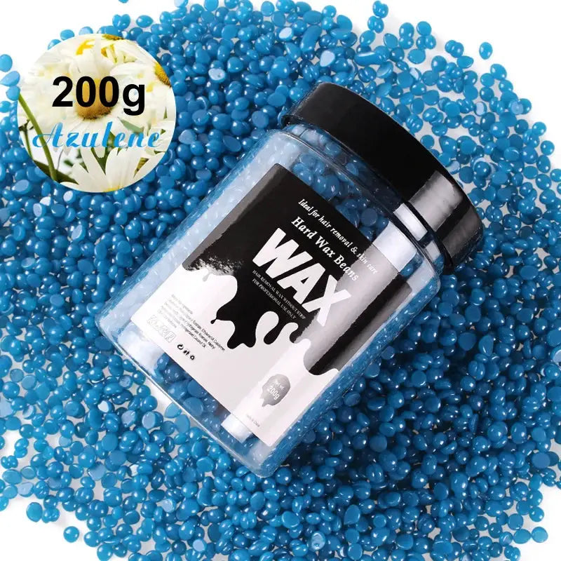 Blue depilatory wax beads for heating hard wax machines, 200g, bikini/face/legs hair removal