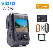 VIOFO A119 V3 dash cam with 2K display and optional GPS bundle with cables and mount