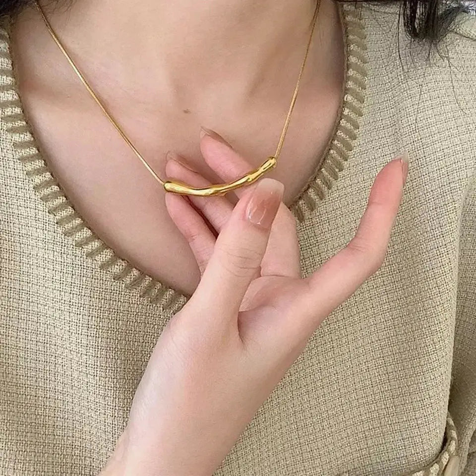ZAKOL European American Fashion Stainless Steel Gold Color Collar Bone Chain Necklace For Women Short Jewelry