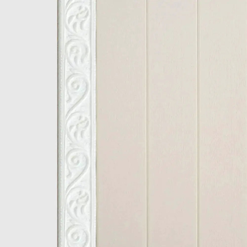 3D wall trim border by Simples Market; white decorative, self-adhesive waterproof baseboard wallpaper for living room.
