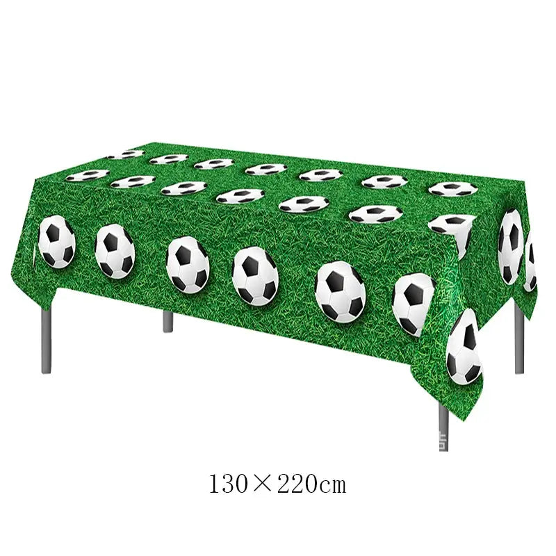 Soccer Theme Disposable Tableware Set Plates Cups Napkins Tablecloth