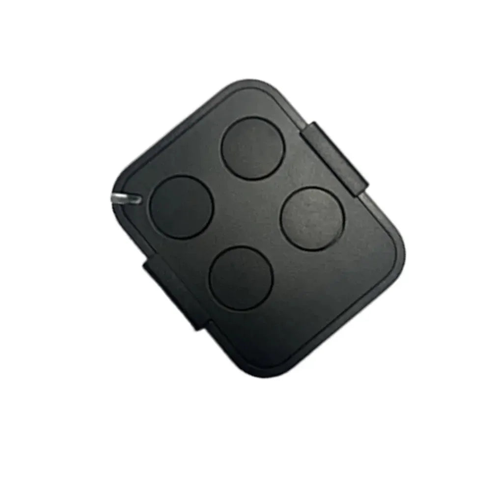 Garage door remote control, black handheld with four buttons, 433.92MHz rolling code