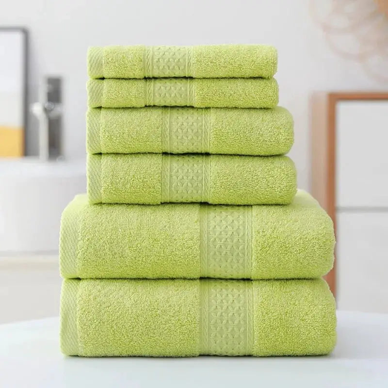 Simples Market 3pc lime green cotton towel set: bath towel, hand towel, and washcloths