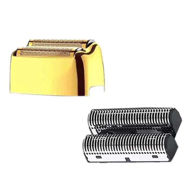 Kemei hair clipper KM-TX1 kit with gold and silver metal bodies; includes two trimming heads