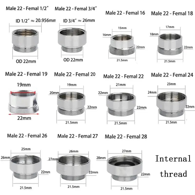 Stainless Steel Faucet Connector Set M22 To M20 M18 M28 Threads Water Tap Adapter For Kitchen Purifier