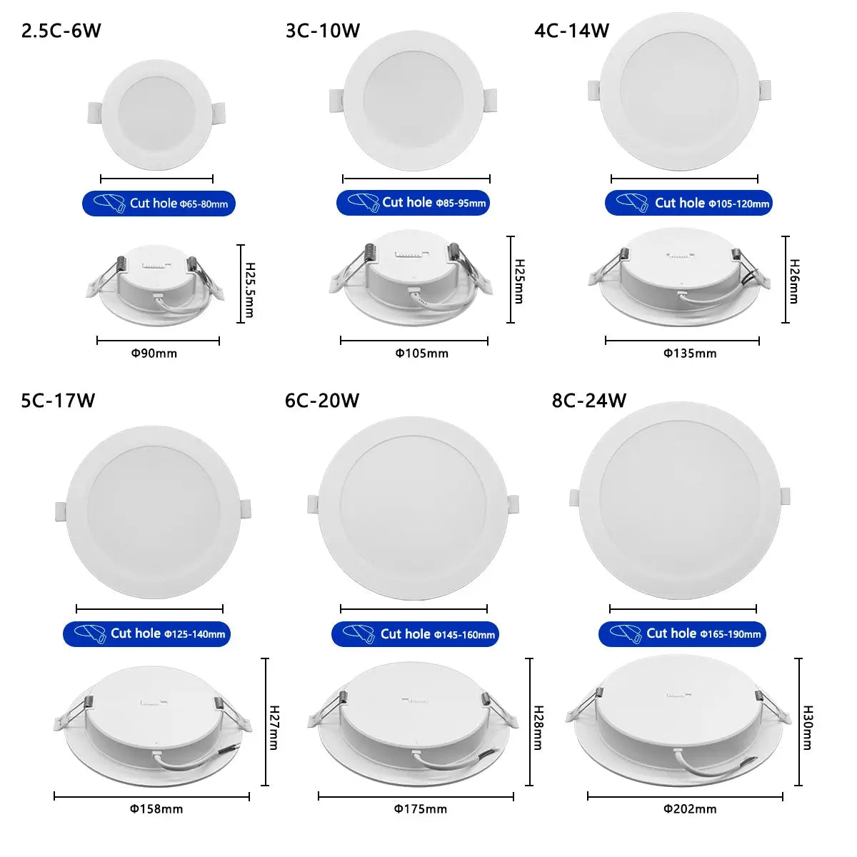 LED round recessed ceiling spotlights by Simples Market; 12pcs set, 3 CCTs (3000K/4000K/6000K), 90° adjust, 110–240V