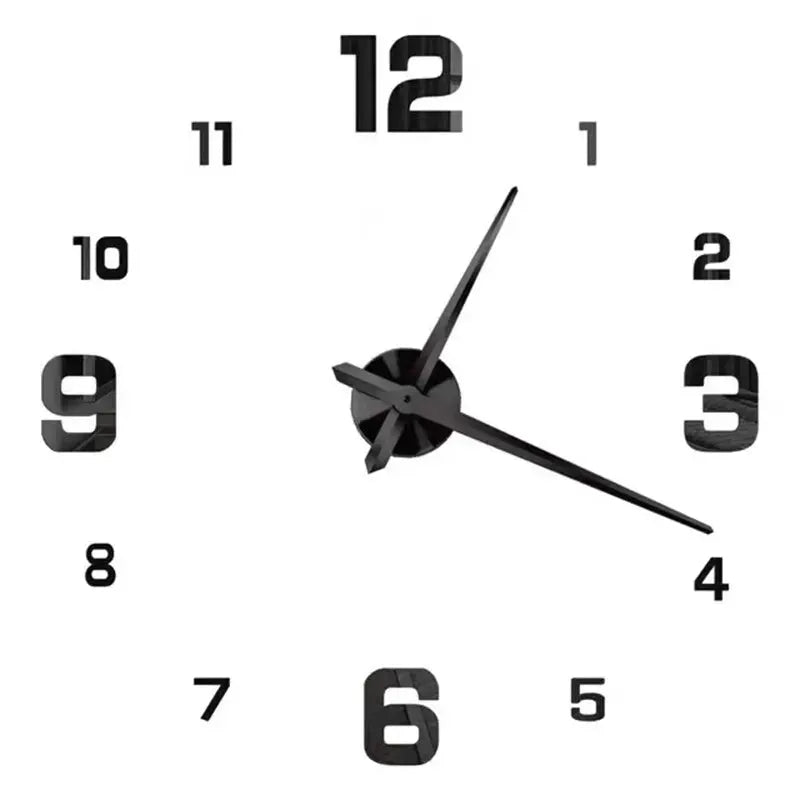 Large wall clock by Simples Market with 3D acrylic mirror numerals and black quartz hands