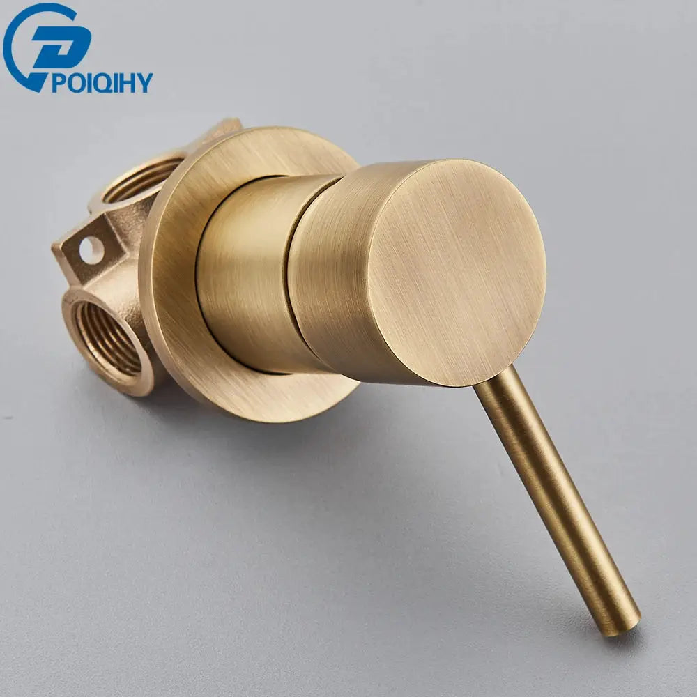 Brass mixer tap valve with concealed mount and single lever diverter for hot/cold bathroom shower.