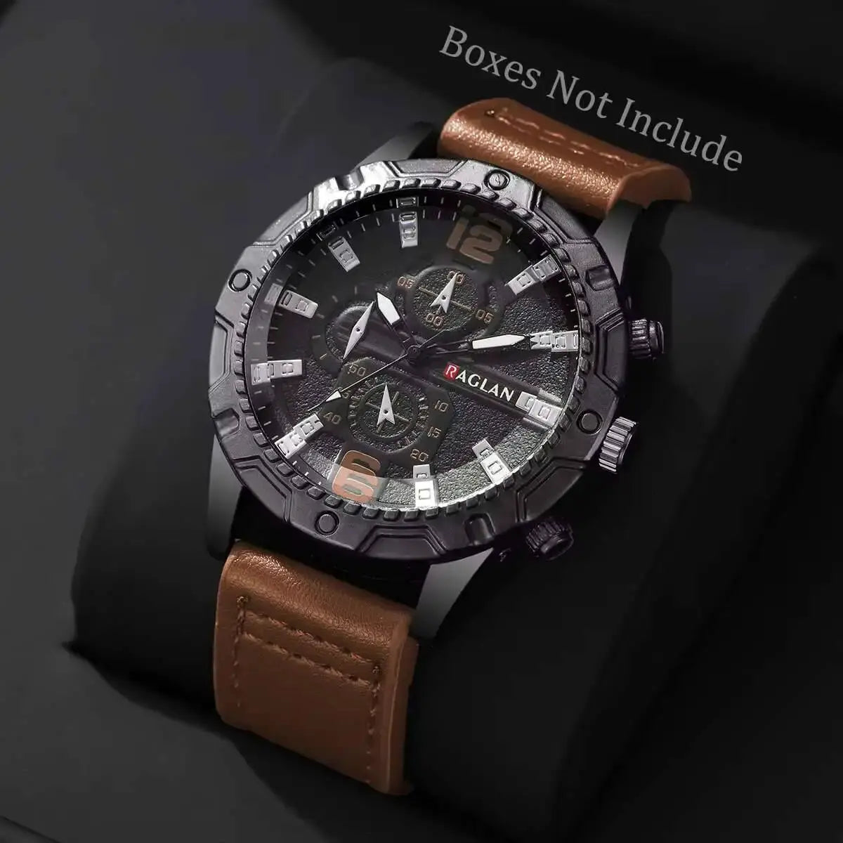 Mens Leather Strap Quartz Watch Large Dial Casual Sports Wristwatch With Arabic Numeral Markers
