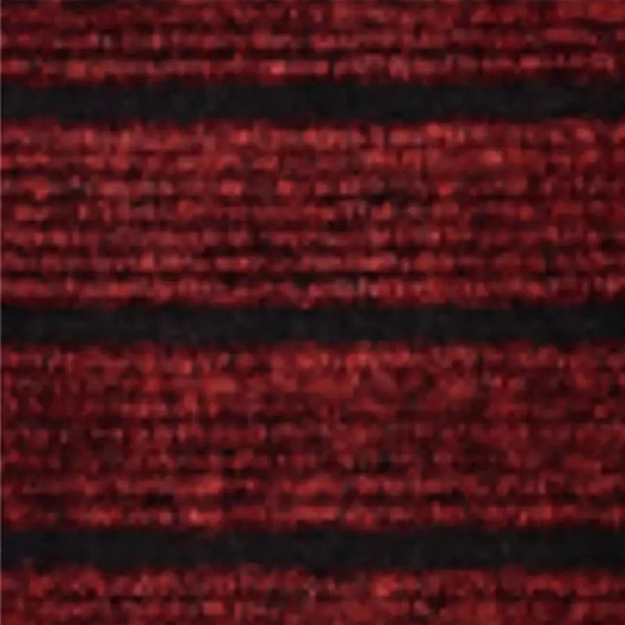 Polyester striped kitchen floor mat with red and black stripes, non-slip.