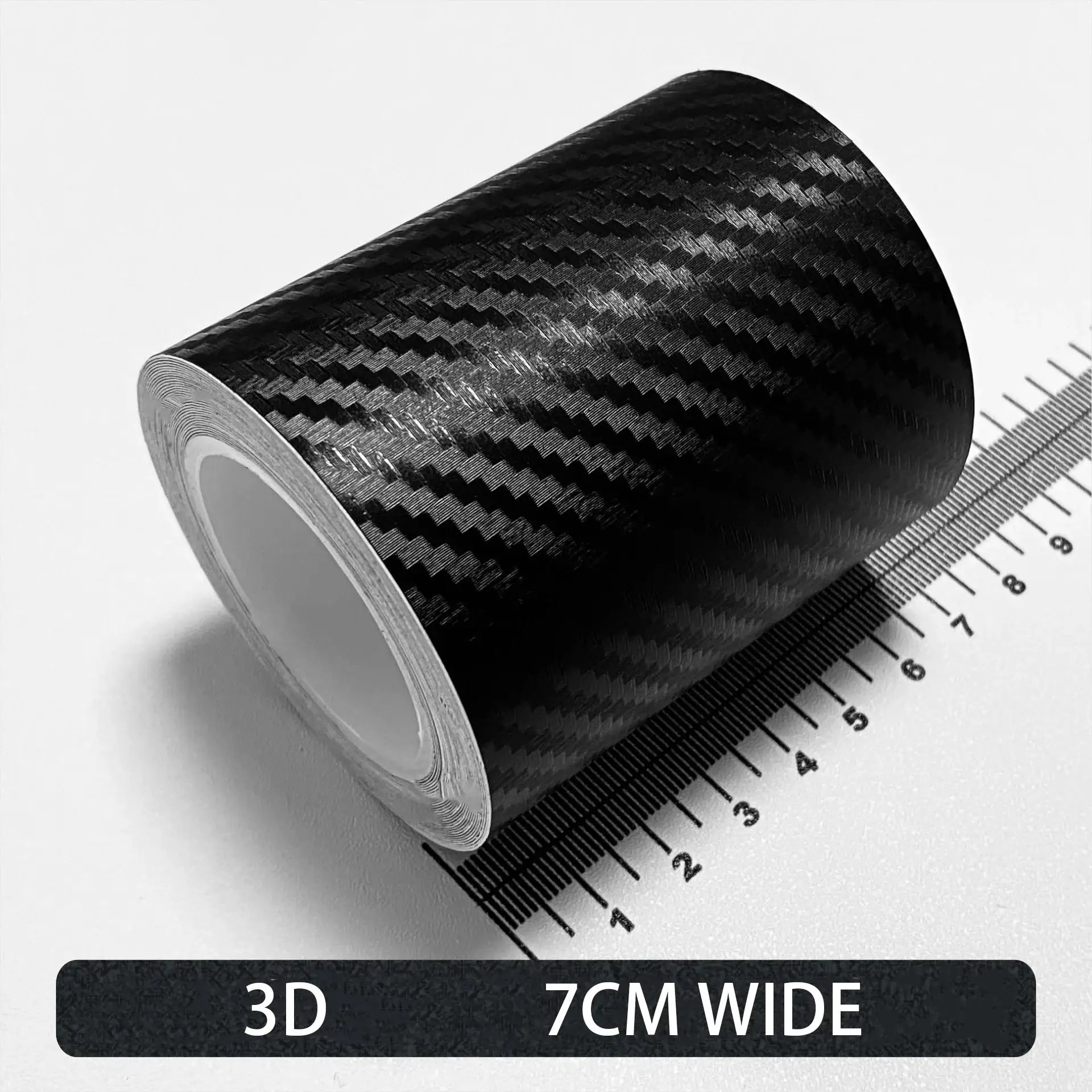 Carbon fiber car wrap tape roll, matte black, 7 cm wide, self-adhesive 3D vinyl film