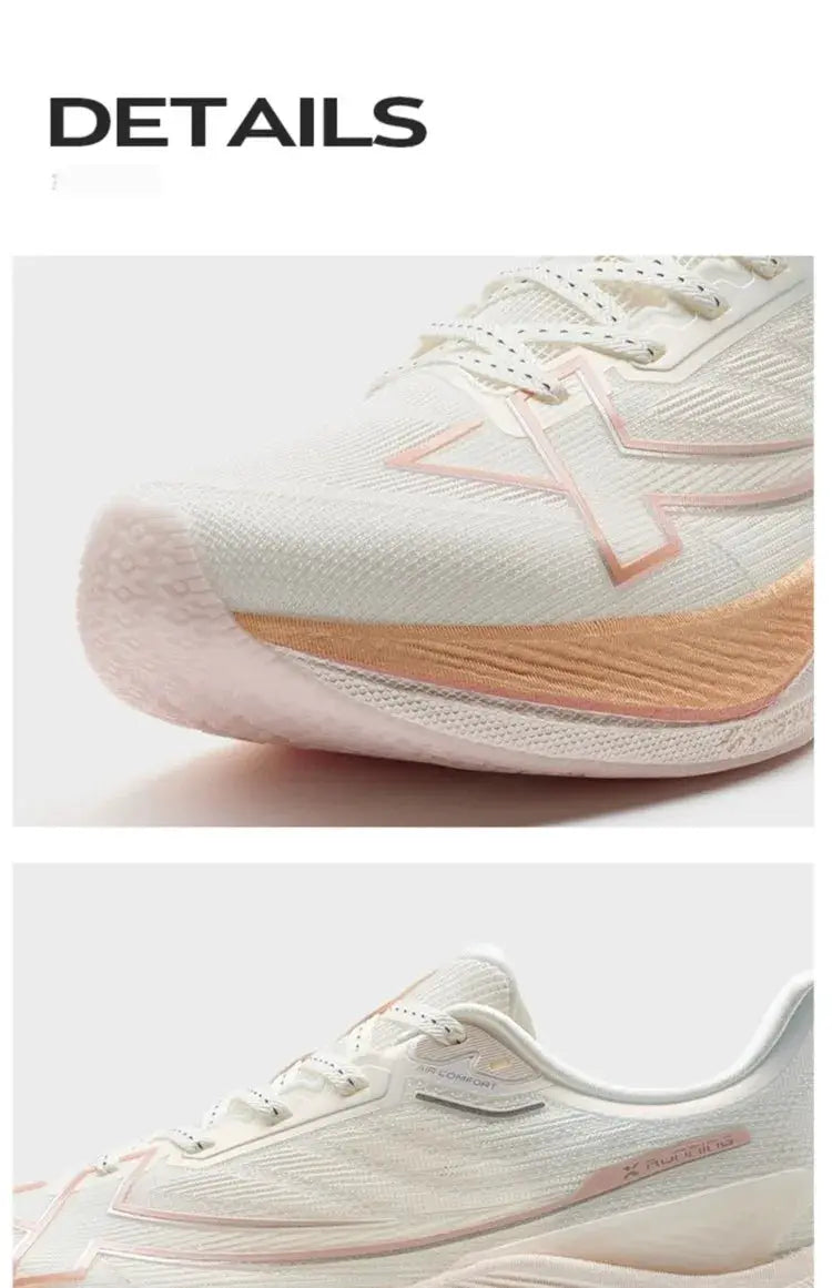 Xtep 2000km 3.0 men's running shoes, white mesh upper with peach cushioning midsole