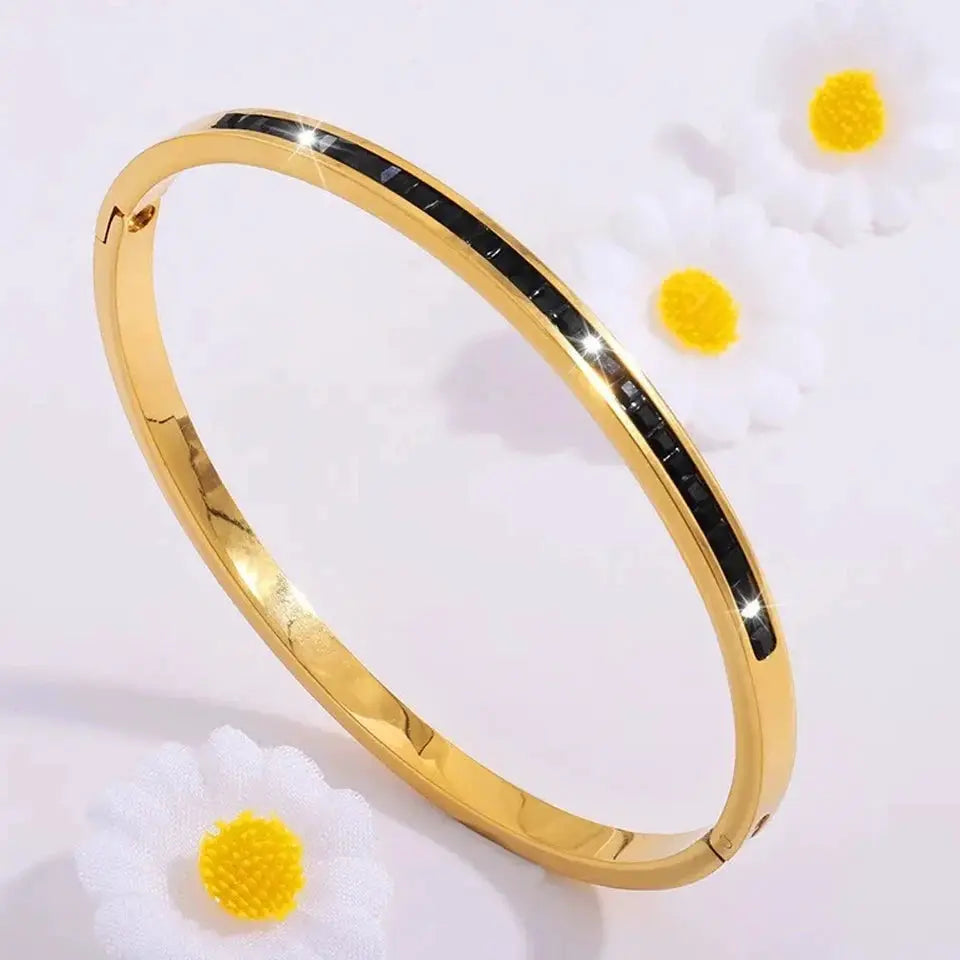 Zakol Sparkling Zirconia Inlaid Stainless Steel Bracelet Set For Women Stackable Bangles Fashion Non Fading Jewelry Gift