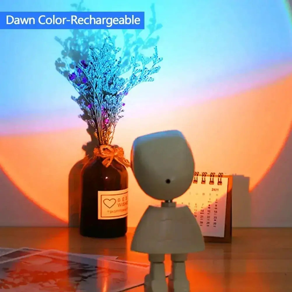 Rechargeable Astronaut Robot Rainbow Projection Lamp For Bedside Decor