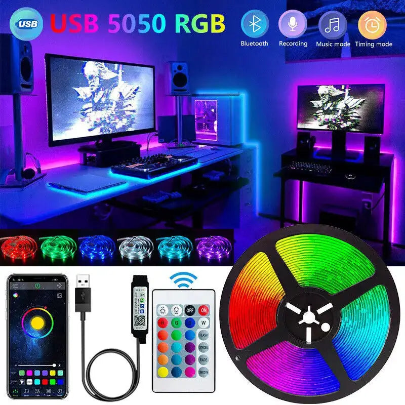NovaLux Bluetooth LED Strip Lights SMD 5050 Flexible Ribbon for TV Backlighting App Controlled