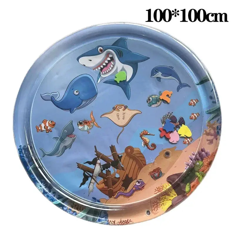 Water Sensory Play Mat Thickened Inflatable Pet Water Mat For Cats And Dogs With Ocean Theme And Fish Design