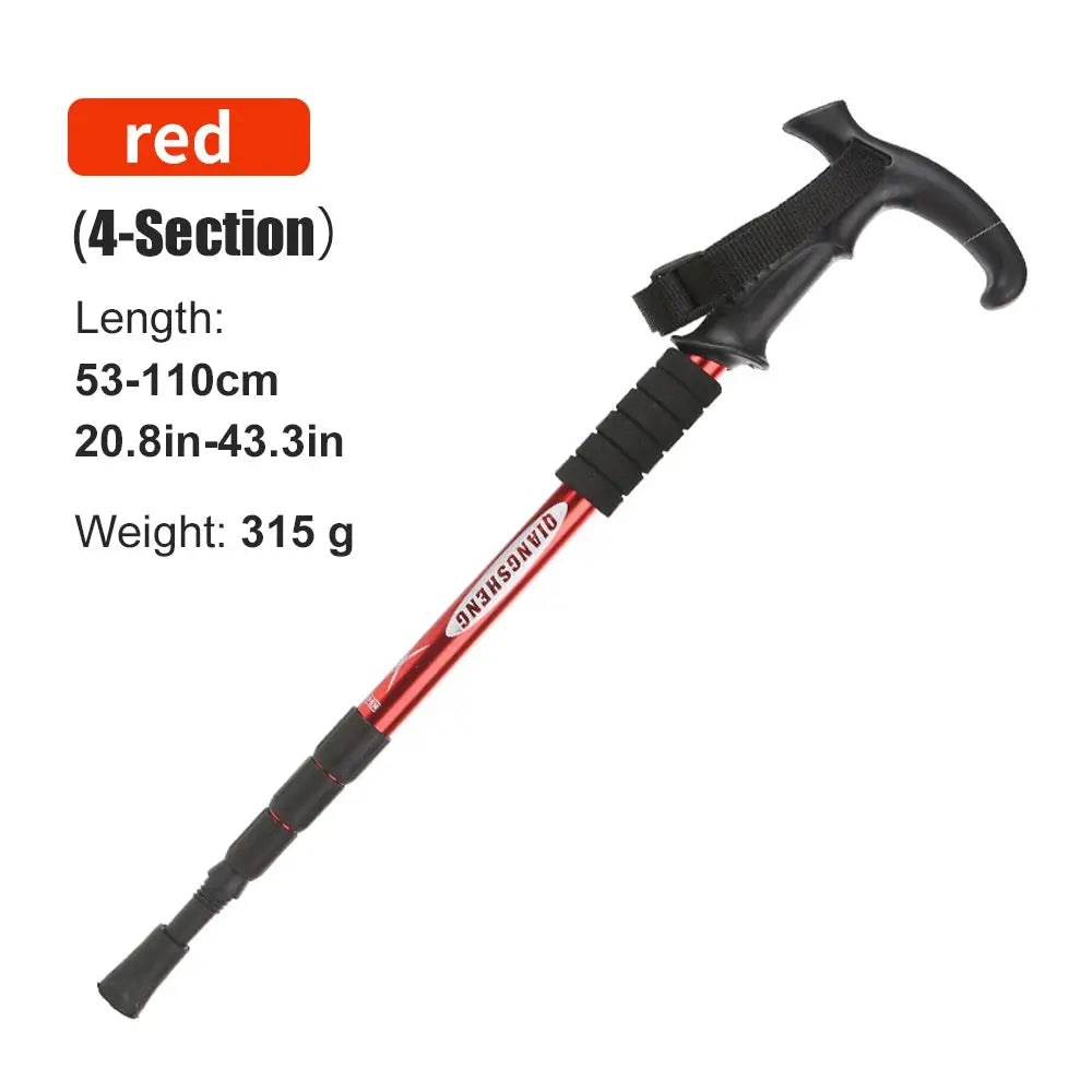 Outdoor Folding Trekking Pole 4 Section Portable Telescopic Hiking Stick Lightweight For Camping And Climbing