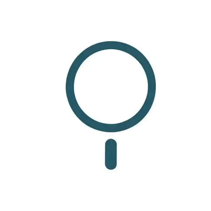 Magnifying glass icon, teal circular lens with short handle, minimalist design