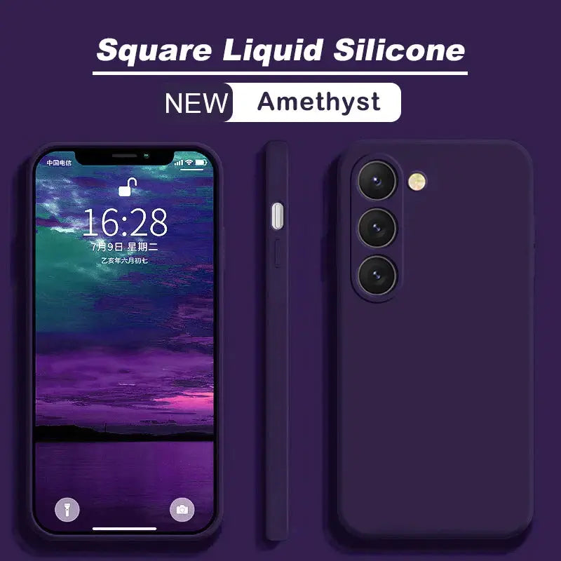 Square Amethyst liquid silicone phone case for Samsung Galaxy S26/S25/S24/S23/S22 Ultra