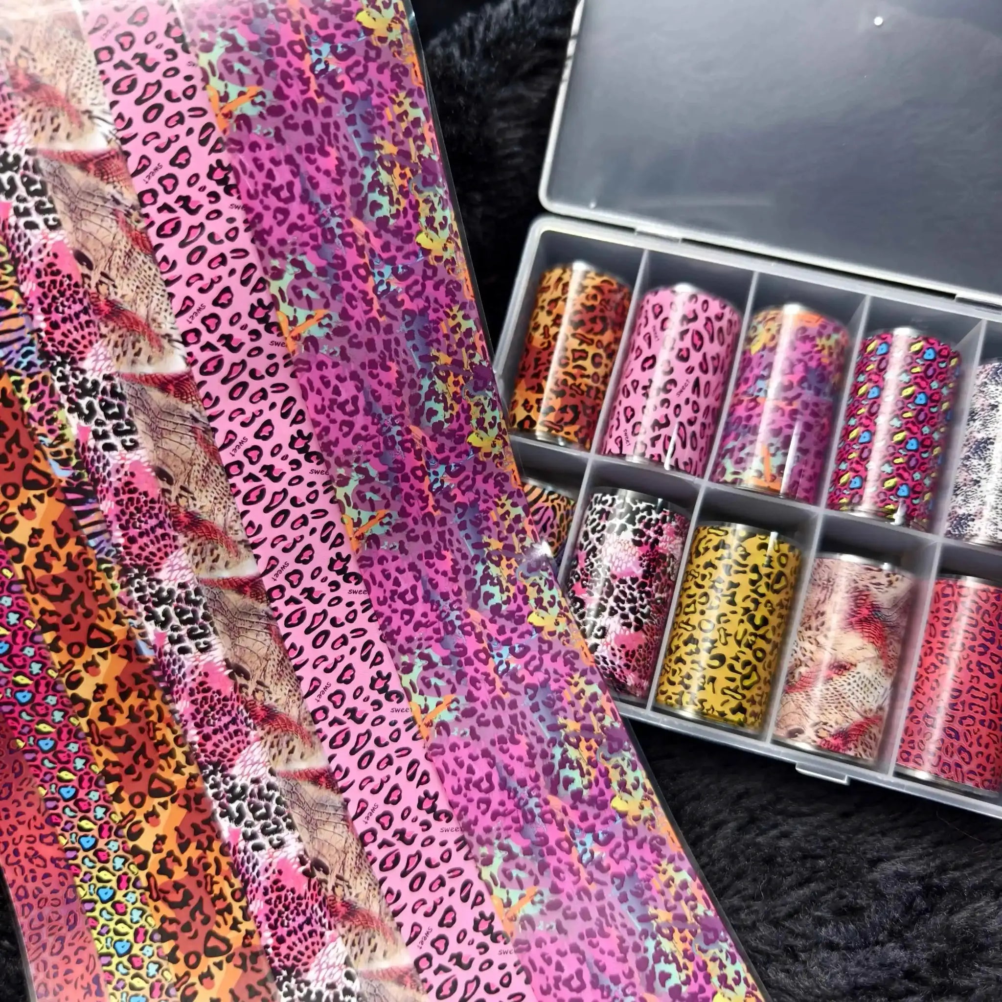 Nail foil set, Simples Market, 10 rolls of colorful leopard-print sheets for nail art