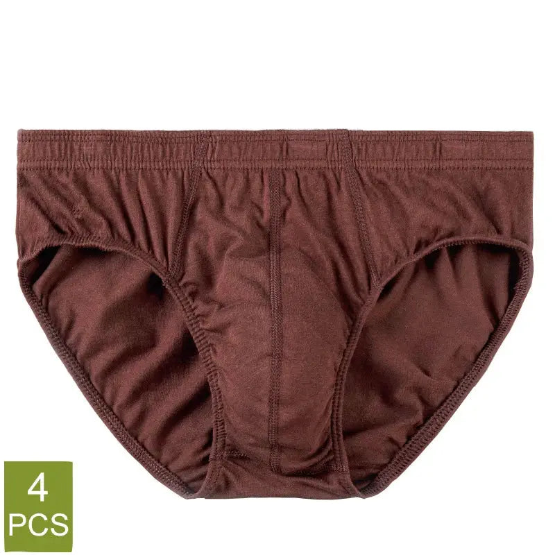 4-pack men's briefs, 100% cotton, breathable, brown