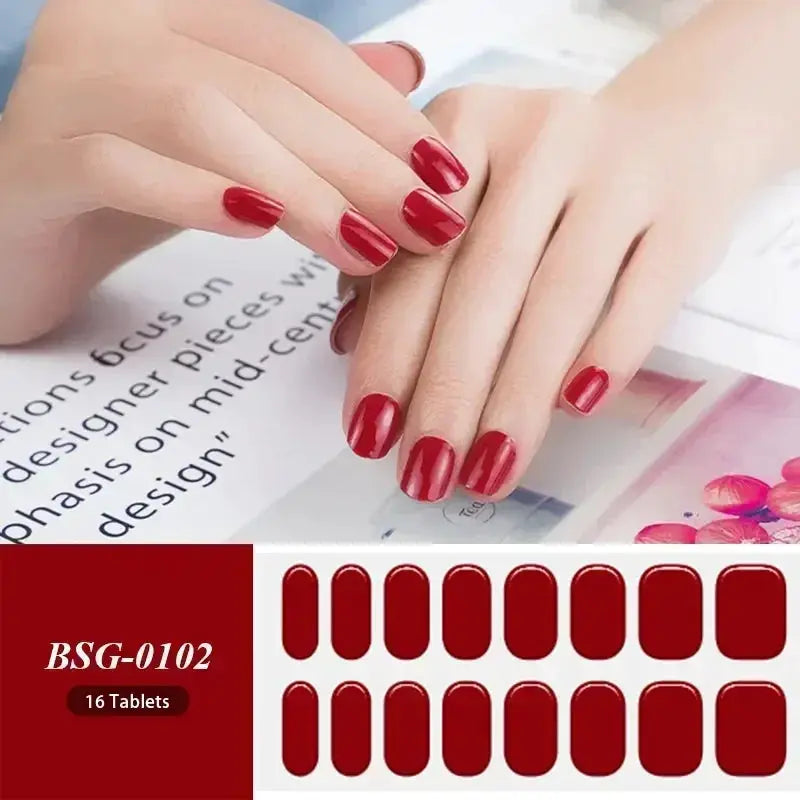 NailLux Semi Cured Nail Wraps For 16 To 20 Tips Easy Full Cover Adhesive Press On Nails Gel Finish UV LED Compatible