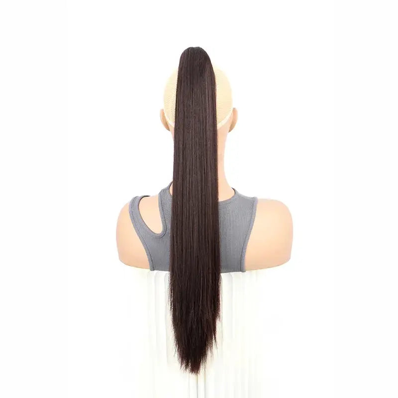 24-Inch clip-on claw-clip ponytail hair extension by Simples Market in black, synthetic, long straight