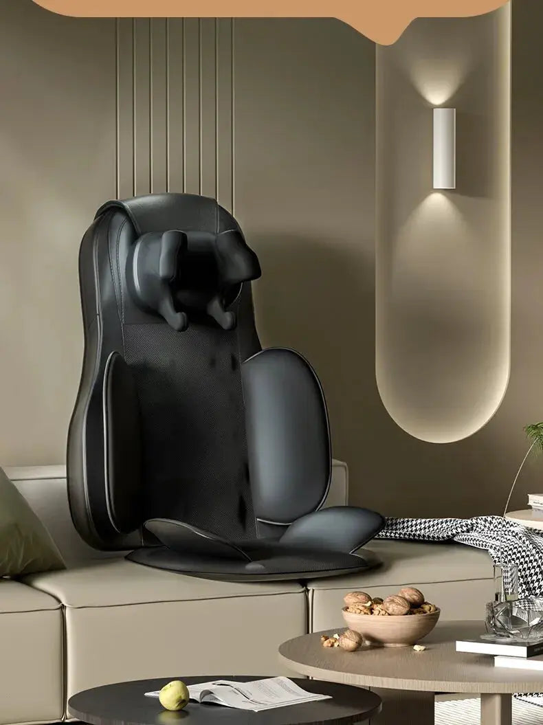 Simples Market full-body massage chair cushion in black with neck massage headrest in living room
