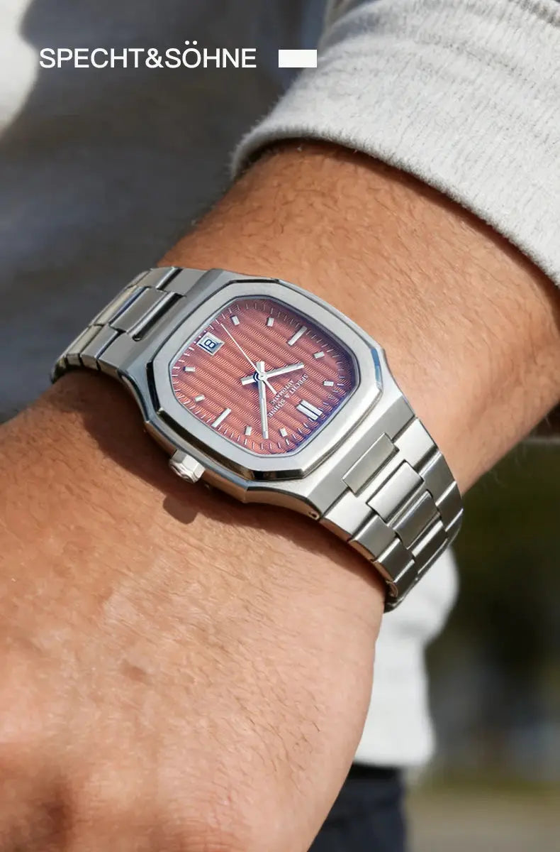 Specht&Söhne stainless steel 37mm automatic watch with copper textured dial and date window