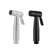 Twin handheld toilet bidet sprayer set in stainless steel and black finishes