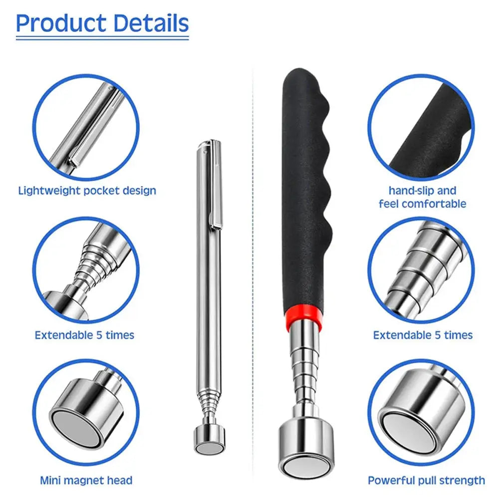 Extendable Magnetic Pickup Tool Telescopic Rod Mini Portable Magnet Pen For Picking Up Screws Nuts Bolts