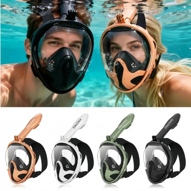 Underwater Full Face Diving Mask Anti Fog For Snorkeling And Scuba Waterproof Respiratory Mask For Adults And Kids