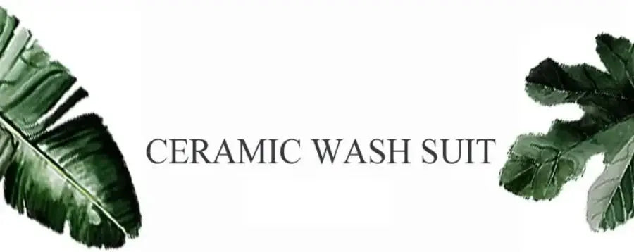 White ceramic bathroom accessory set by Simples Market