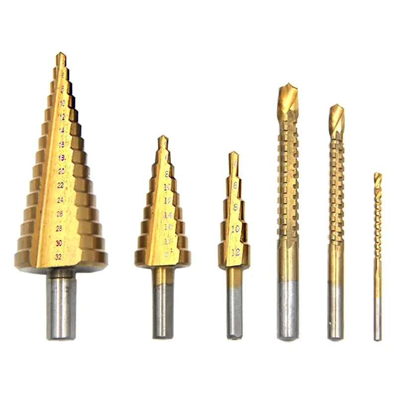 Triangular Handle Straight Groove Drill Bits Set 4-12mm 4-20mm 4-32mm And Titanium Plated Saw Drill Bits 3mm 6mm 8mm