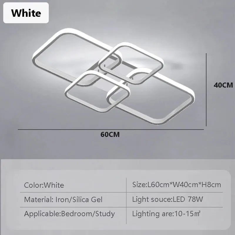 Modern LED ceiling light, square 4-heads in white by Simples Market