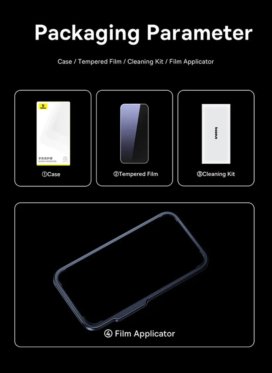 Baseus tempered glass screen protector for iPhone 17/16 Pro Max with anti-peeping edge, Simples Market