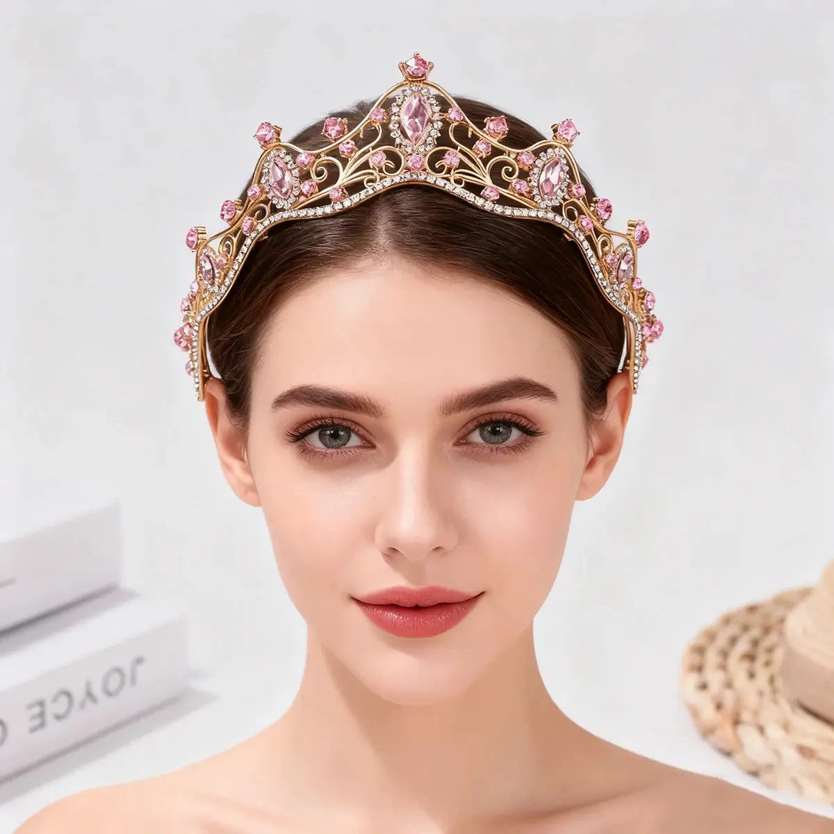 Korean Style Girls Bridal Tiara Hair Accessory for Birthday Wedding and Kids Performance Headpiece